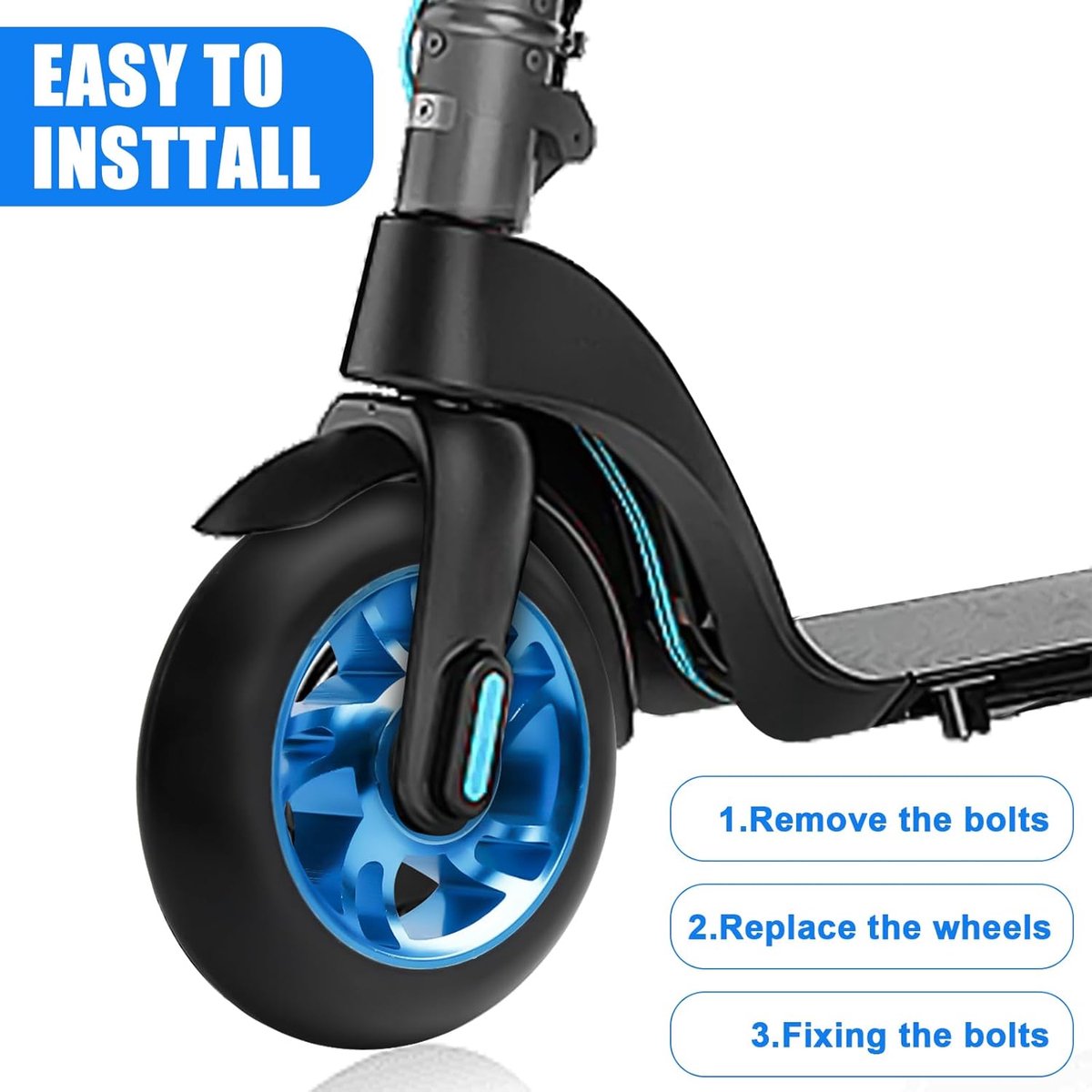 SnelShoppen - Scooter Wielen Set van 2, 100 x 24 mm, Vervangingswielen voor Stunt Scooters en Kickscooters - Blauw - Hoogwaardige Kwaliteit Step kopen online