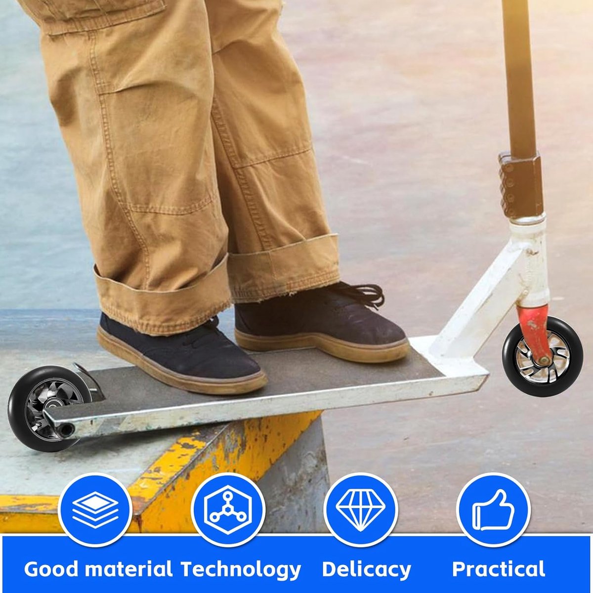 SnelShoppen - Scooter Wielen Set van 2, 120 mm met ABEC-9 Kogellagers, Duurzame Vervangingswielen voor Scooters, Zwart, Ideaal voor Scooter Accessoire Step kopen online