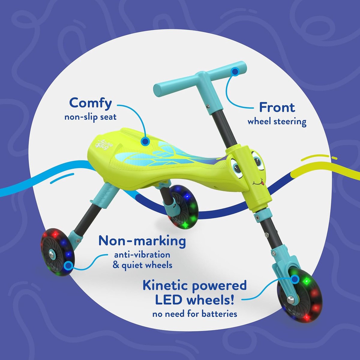 SnelShoppen - Scuttlebug Driewieler 8615 Firefly Lichtgevende Opvouwbare Trike voor Peuters 1-3 Jaar, Antennestuur, Ontwikkel Balans en Motoriek, Ride Driewieler kopen online