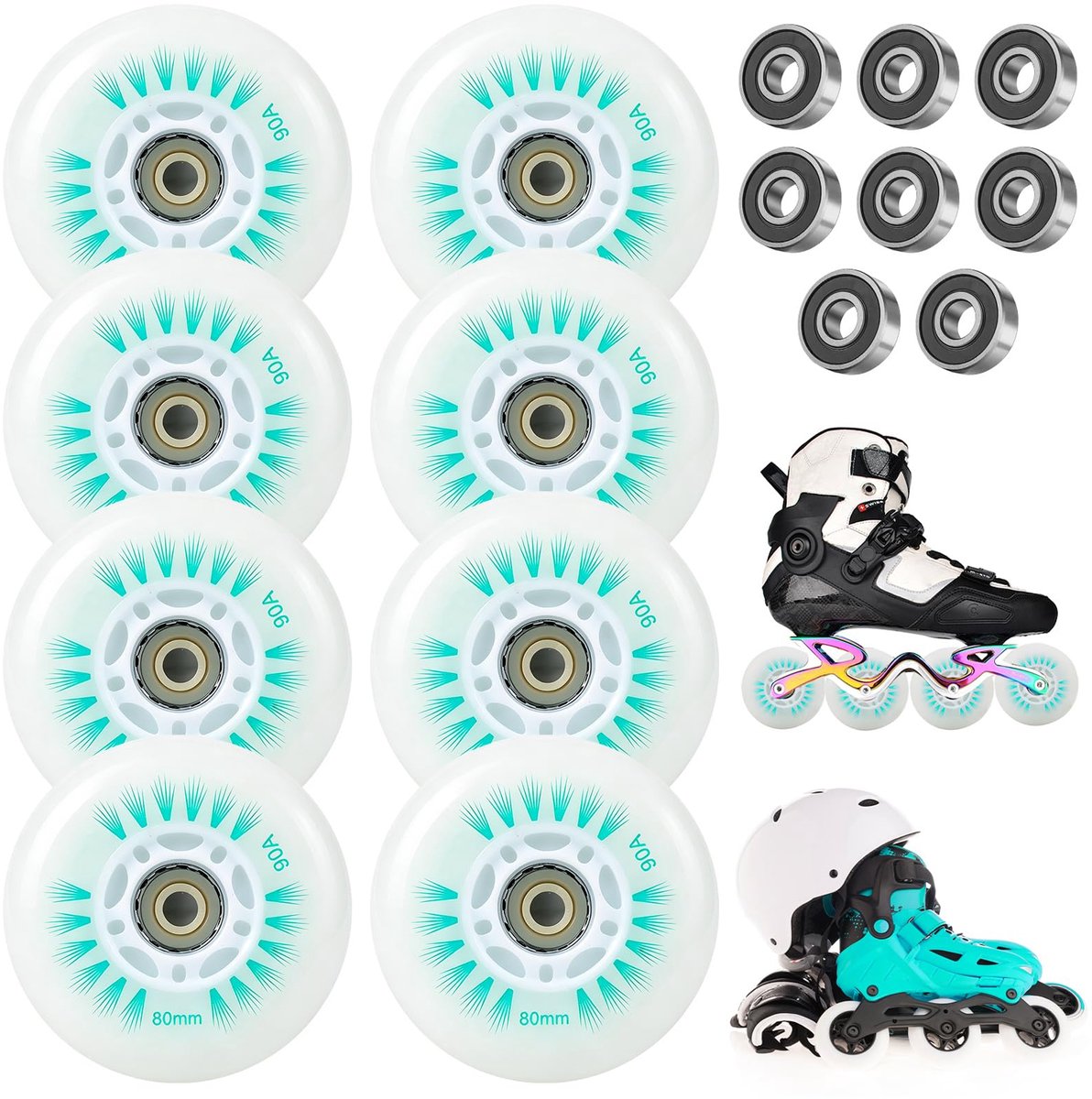 snelshoppen set met 8 inline wielen 72 76 80 mm met kogellager universele polyurethaan wielen voor skeelers en rollers perfecte upgrade voor ied