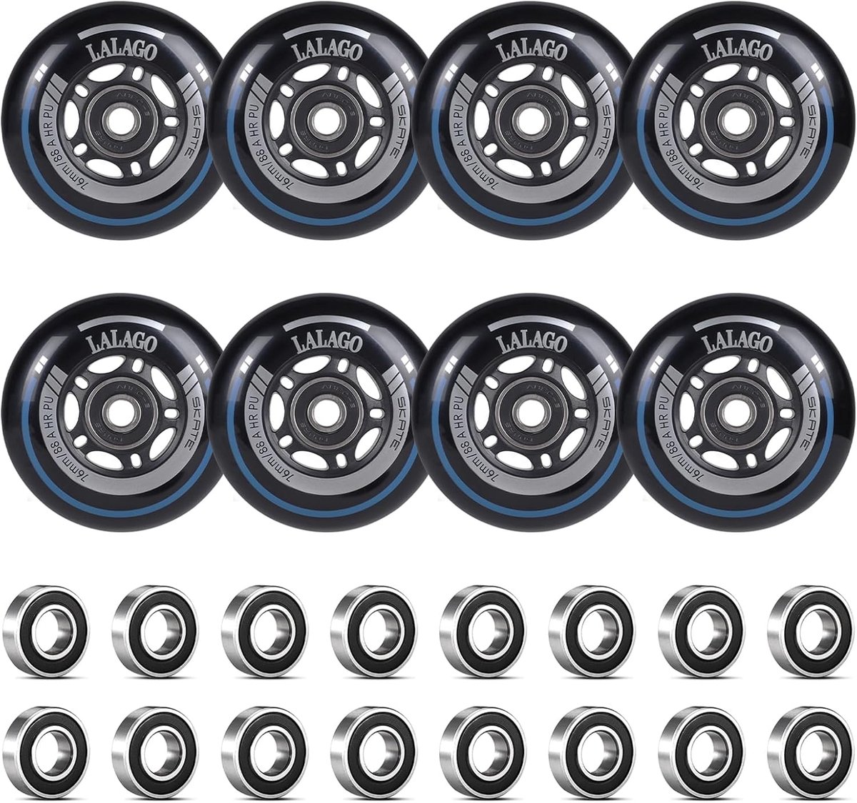 snelshoppen set van 8 inline skate wielen 76 mm 88a met abec 9 lagers voor binnen en buitengebruik snelle hoogwaardige skate wielen voor training
