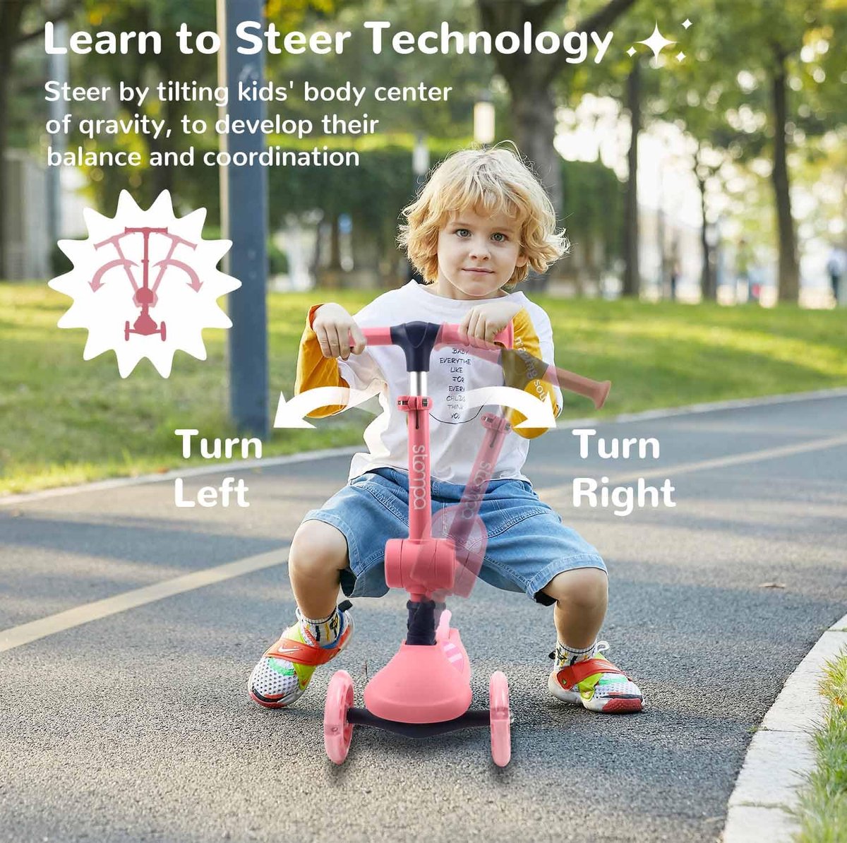 snelshoppen stompa kinder scooter 2 in 1 voor peuters inklapbare zitting led wielen hoogte verstelbaar driewieler tot 50 kg voor jongens en meis