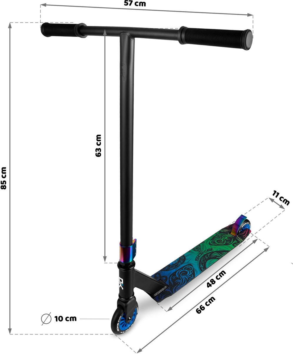 SnelShoppen - Stunt Scooter Kick Scooter voor Kinderen en Volwassenen - SOKE PRO Street Neo - Chrome - ABEC 9 Lagers - 100x24 mm - Verschillende Ontwe Step kopen online
