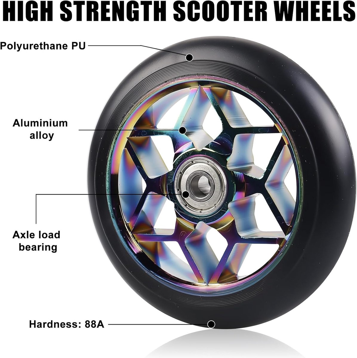 SnelShoppen - Stunt Scooter Wielen 110 mm, Kleurige Vervangwielen 88A met ABEC-9 Lagers, Aluminium Spoke Kern, Geschikt voor Alle Types Scooters, 2 St Step kopen online