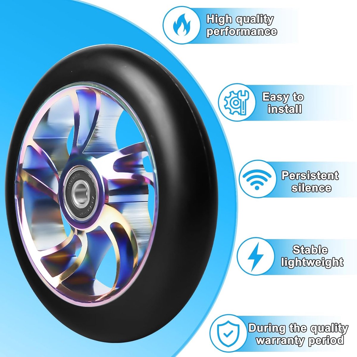SnelShoppen - Stunt Scooter Wielen 110 mm, Kleurvolle Vervangwielen, 88A Hardheid, Aluminium Spoke Core, ABEC-9 Lager, Set van 2 voor Stunt Scooters Step kopen online