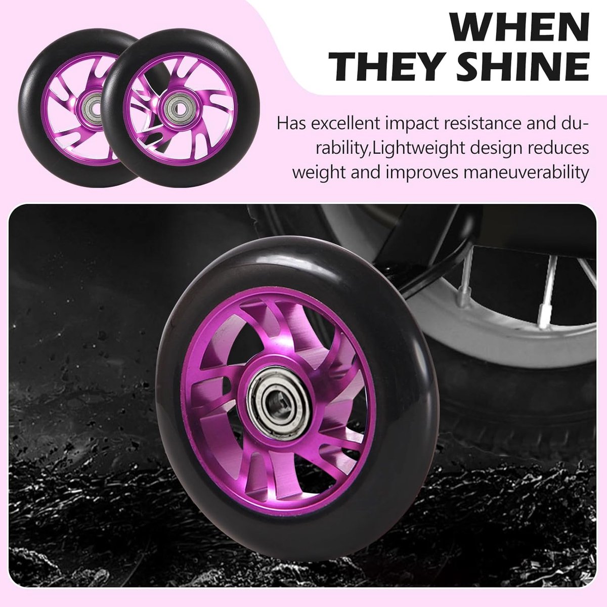 snelshoppen stunt scooter wielen 120 mm pack van 2 zachte pu wielen met abec 9 lagers paars voor unisex volwassenen perfect voor stunt en