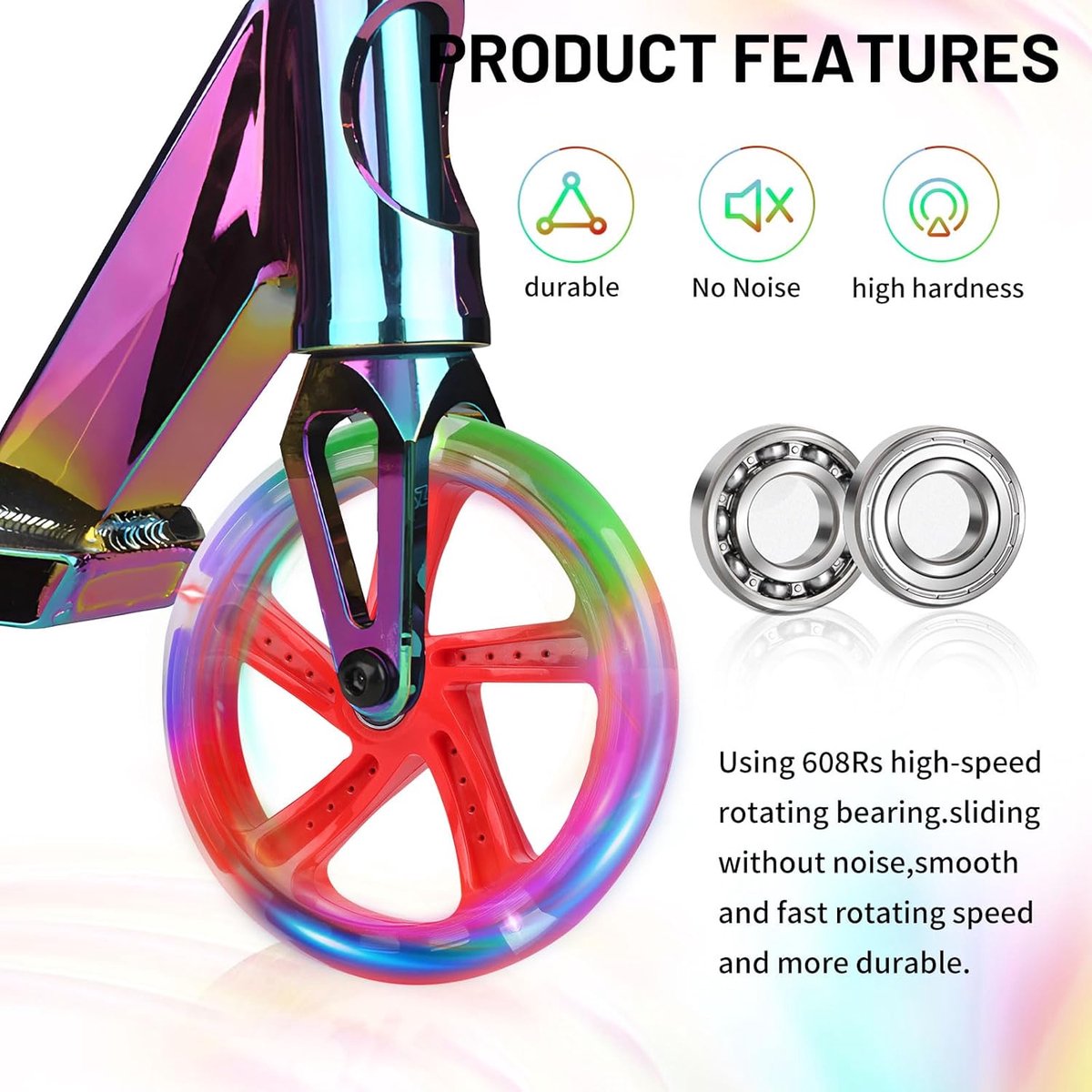 SnelShoppen - Stunt Scooter Wielen 200 mm, 2 x Vervangende Wielen met ABEC 9 Lagers, Hardheid 88A, Geschikt voor Kick Scooters, Rood, LED Verlichting Step kopen online