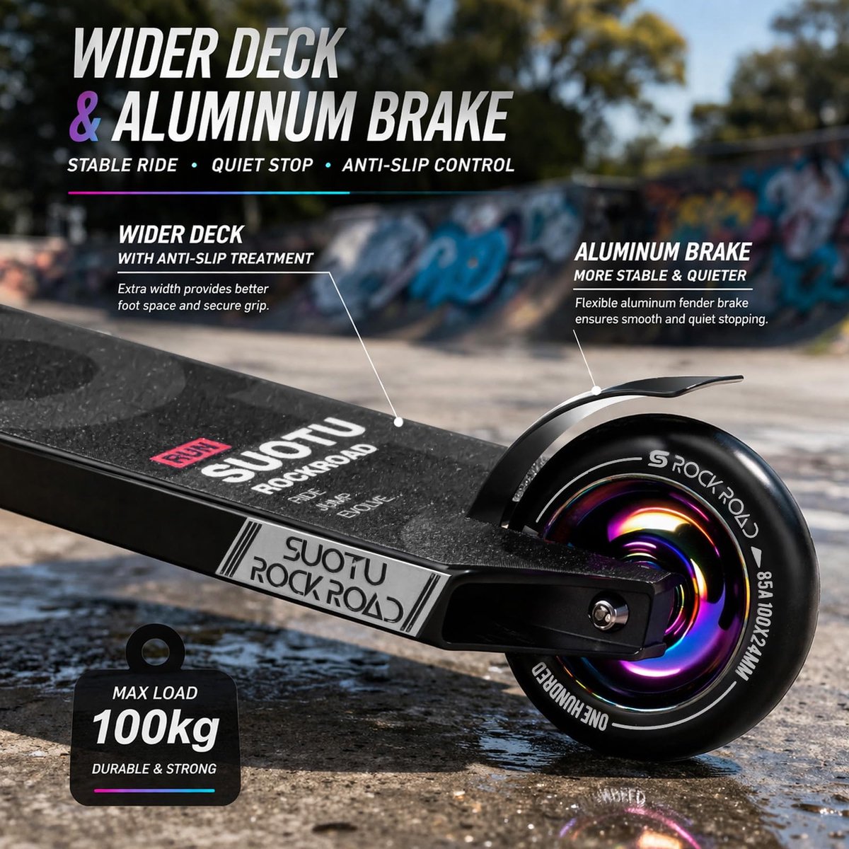 SnelShoppen - Stuntstep 360° Besturing, Trick Scooter met Chroom ABEC-7 Lager, 100mm PU Wielen, Stunt Scooter voor Kinderen, Tieners en Volwassenen, L Step kopen online