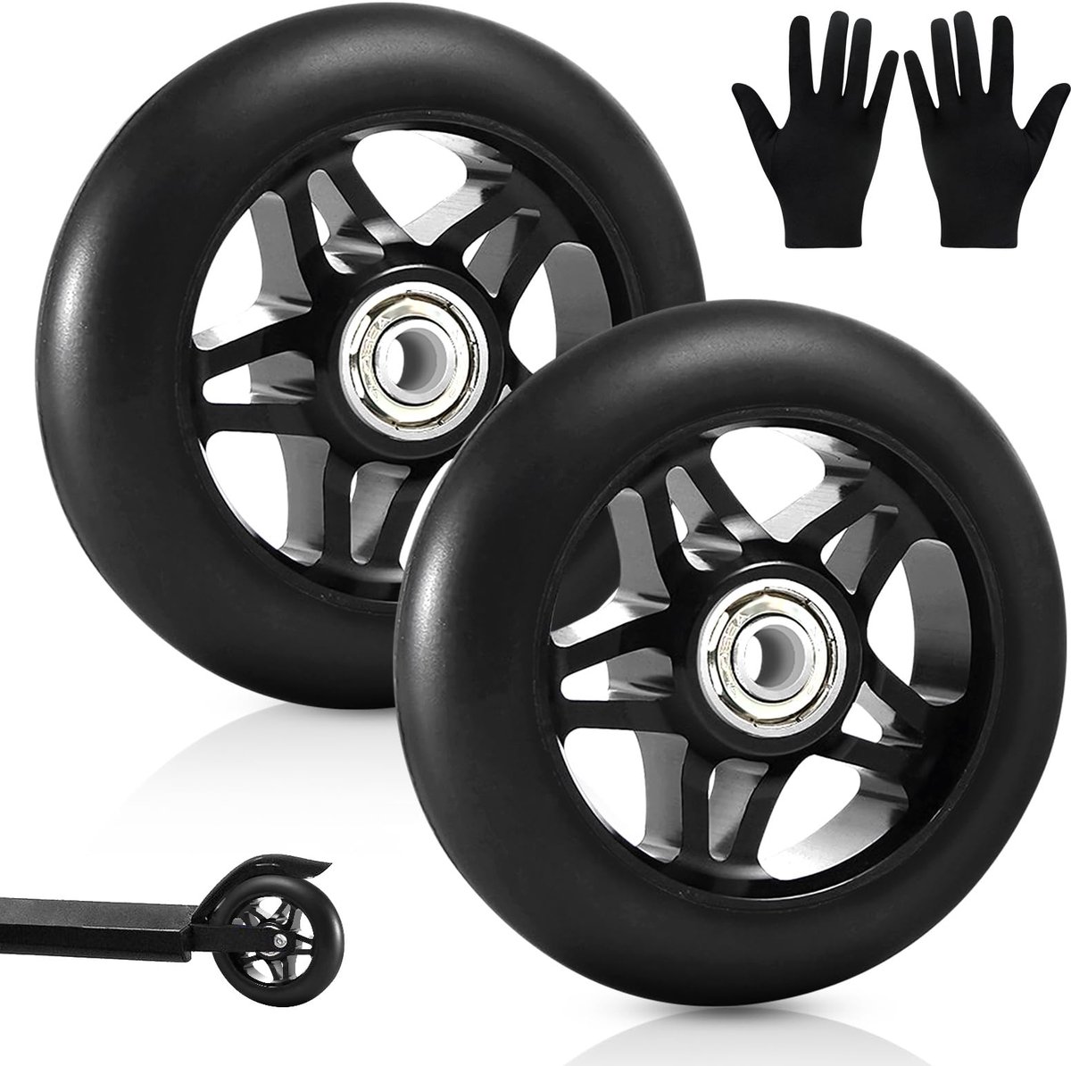 snelshoppen stuntstepwielen 100 mm 2 stuks reservewielen met abec 9 lagers en aluminium spakenkern voor scooters en schommelauto s