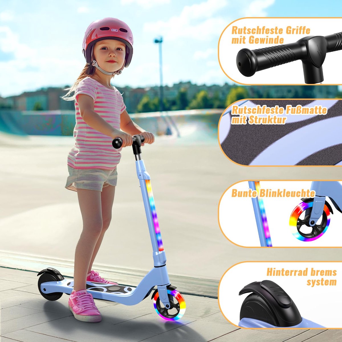 SnelShoppen - TST E-step voor Kinderen 6-10 jaar, Elektrische Step met 5,3 inch Wielen, Knipperende LED Lampen, 3 Hoogte-instellingen, 45W Motor, Max. Step kopen online