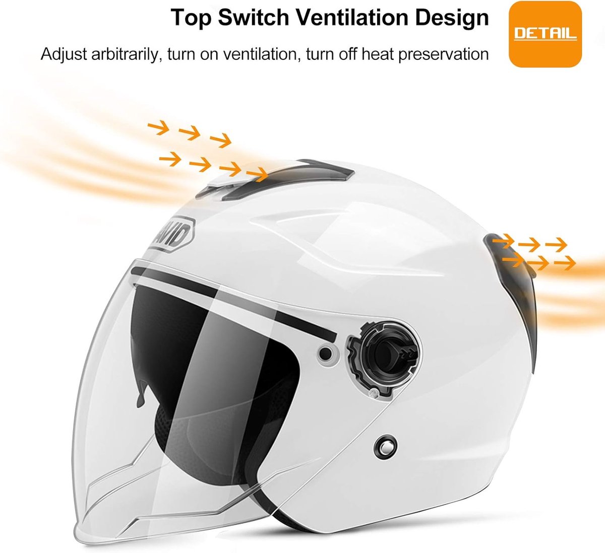 snelshoppen volwassen motorhelm met zonnevisier geschikt voor elektrische motoren scooters en cruisers impactbestendig abs en eps bekleding wit