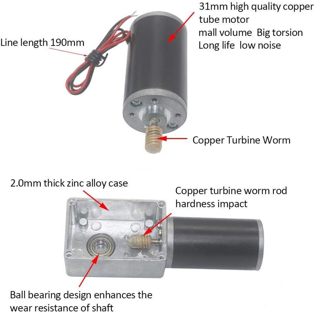SnelShoppen - Worm Gear Motor Laag Geluid Hoge Koppelsnelheid Verminderde Elektrische Versnellingsmotor Reversible Worm Gear Motor 8mm As 12V (12V, 12 Speelgoedaccuvoertuig kopen online