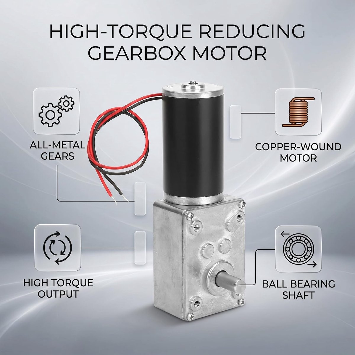 snelshoppen wormwielmotor elektrische versnellingsbak 12v 400rpm hoog koppel omkeerbaar 8mm as metaal tandwielen