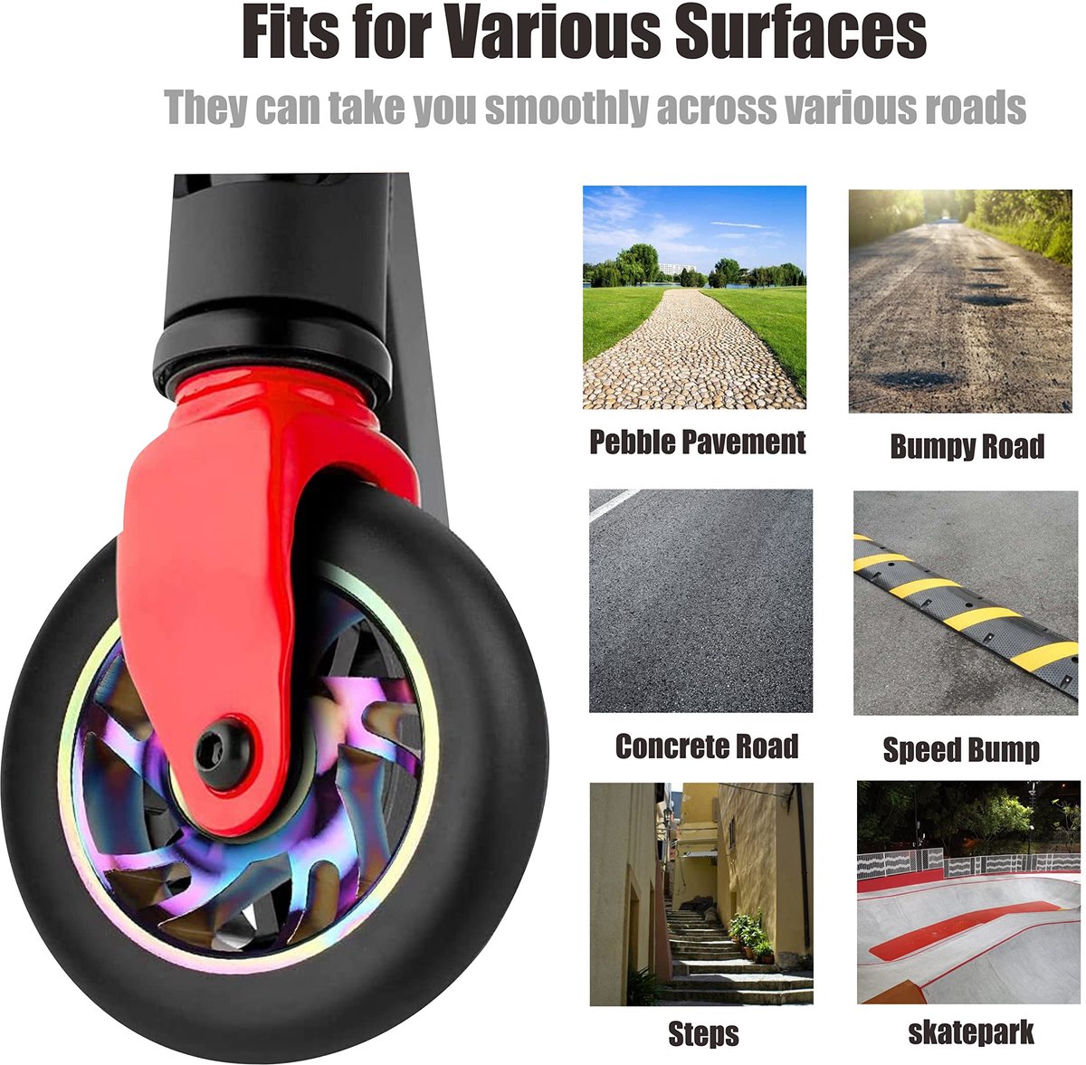 SnelShoppen - Yungeln 110 mm Pro Stunt Scooter Wielen met ABEC 9 Kogellagers, PVC Wielen voor Freestyle Stunt Scooters, 2 Stuks, Geschikt voor Razor, Step kopen online