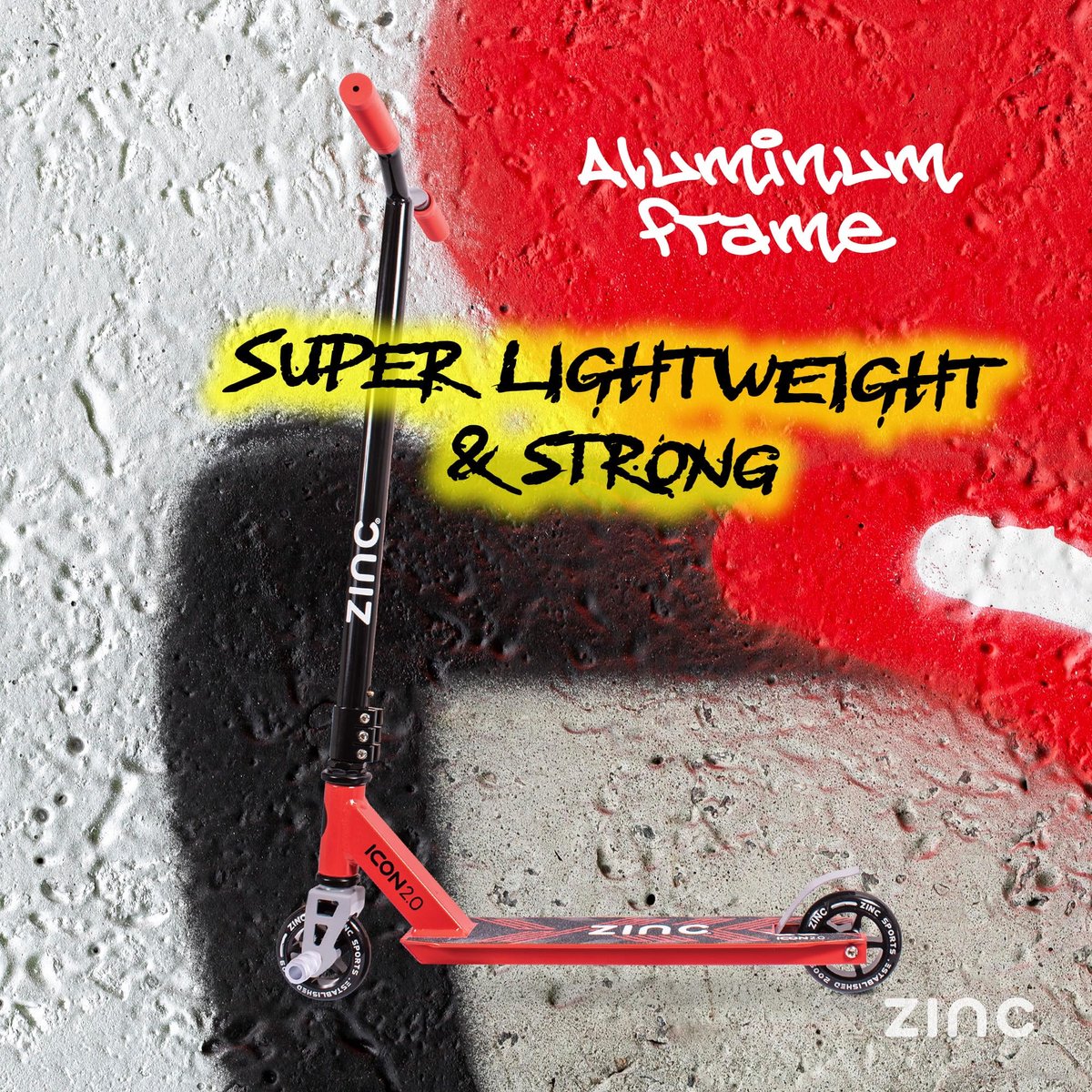 SnelShoppen - Zinc Icon 2.0 Stuntstep Rood/Zwart - Stuntstep voor Kinderen, Lichtgewicht Aluminium, Duurzaam, Voor Tricks en Stunts, Perfect voor Skat Step kopen online