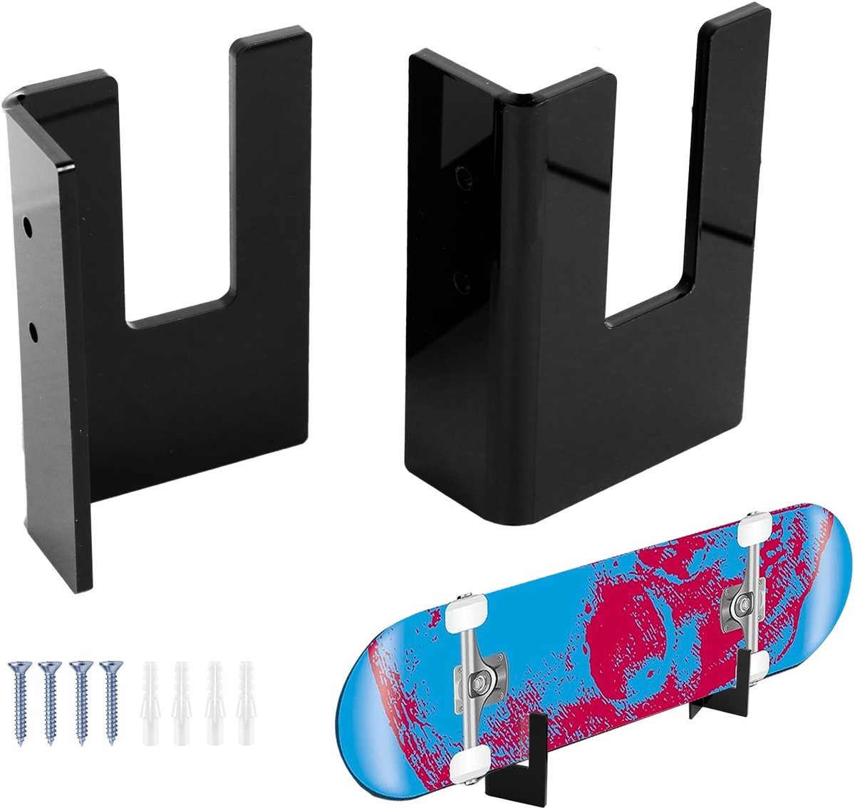 solidchoice 2 stuks acryl skateboardhouders voor muurmontage in zwart