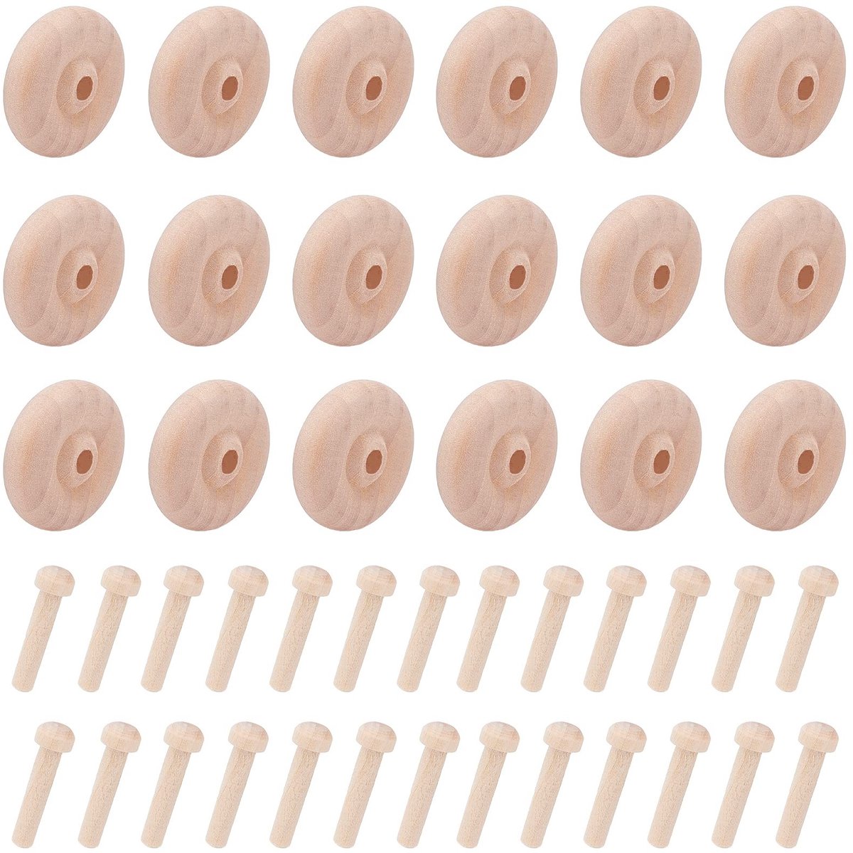 Solidchoice - 36 Sets Houten Wielen Set - Mini Wielen voor Knutselwerk en Houtbewerking Skateonderdeel kopen online