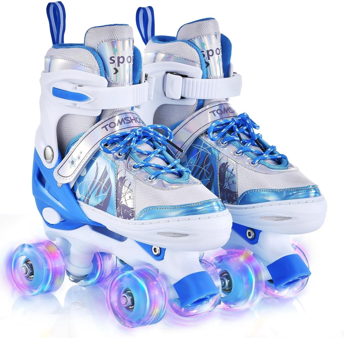 solidchoice kinderrolschaatsen verstelbaar met led wielen maat xs blauw