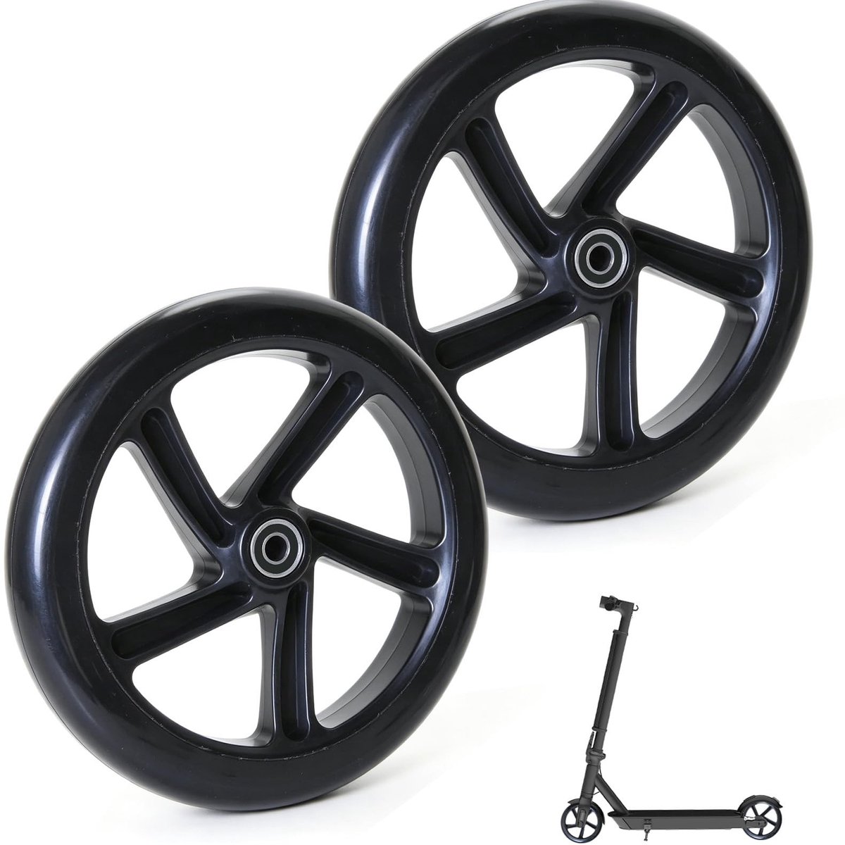 Solidchoice - Set van 2 Antislip Scooterwielen 200 mm met ABEC-9 Lagers Skateonderdeel kopen online