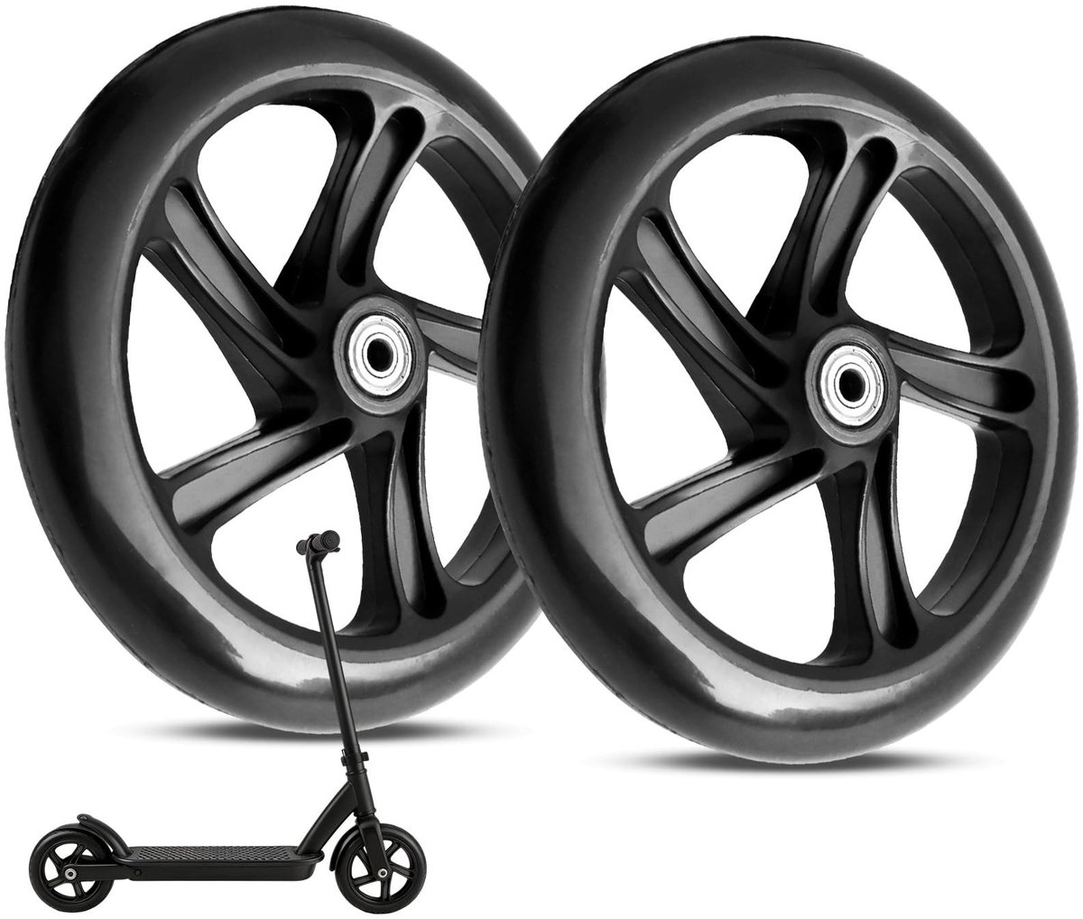 Solidchoice - Set van 2 Scooterwielen met ABEC-9 Lagers 200mm Skateonderdeel kopen online