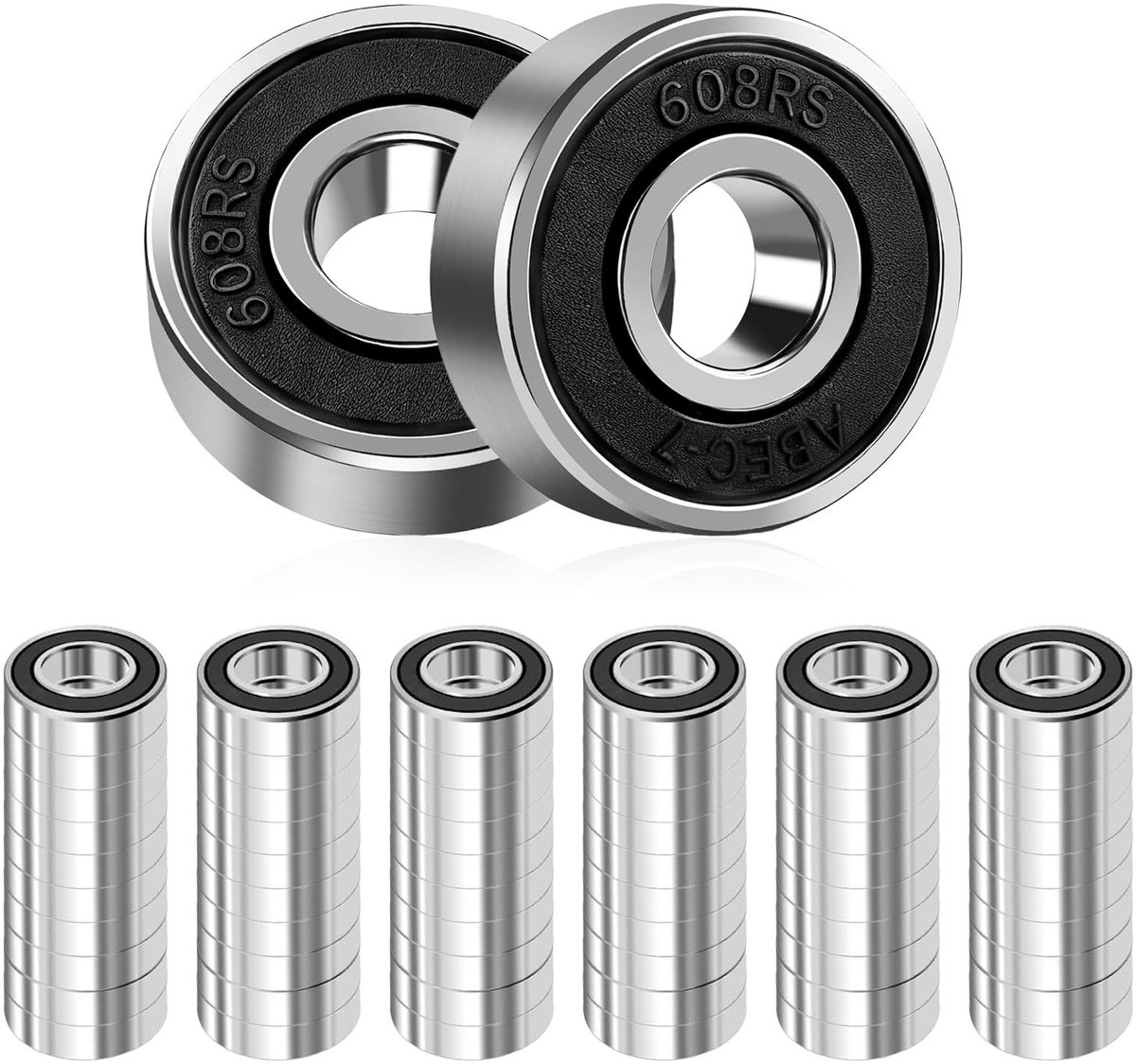 solidchoice set van 60 miniatuur kogellagers 608 2rs met dubbele afdichting