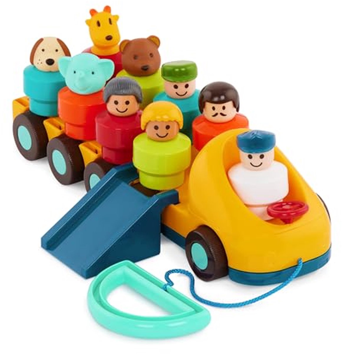 Speelgoed Bus - Trekfiguur - Motoriek Ontwikkelen - Met 9 Figuren - 11 Delen - Multicolor Speelgoedkruiwagen kopen online