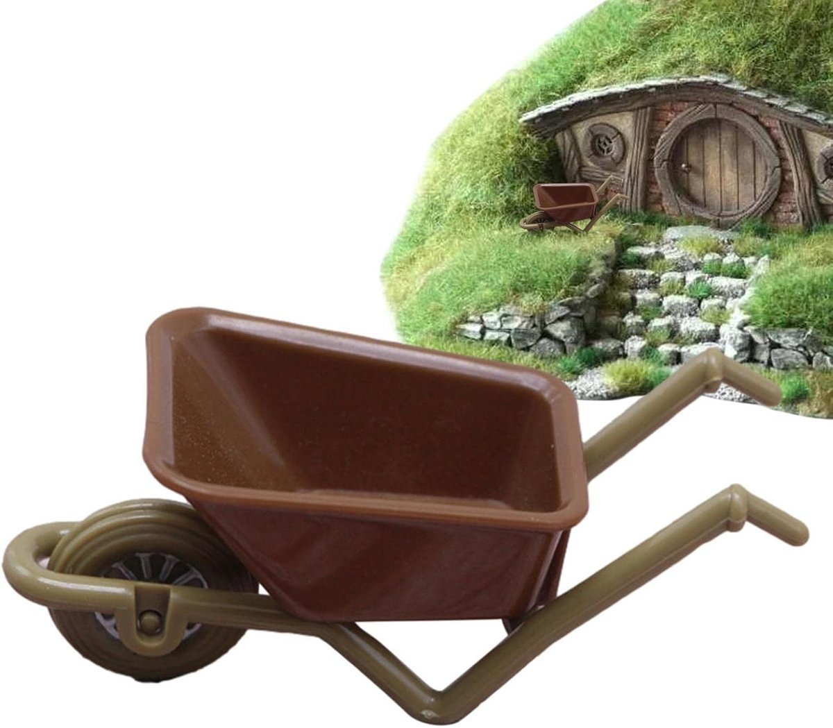 Speelgoed Kruiwagen - Miniatuur Karretje - Poppenhuis Decoratie - Duurzaam ABS Materiaal - 9x4x4cm - Groen Speelgoedkruiwagen kopen online