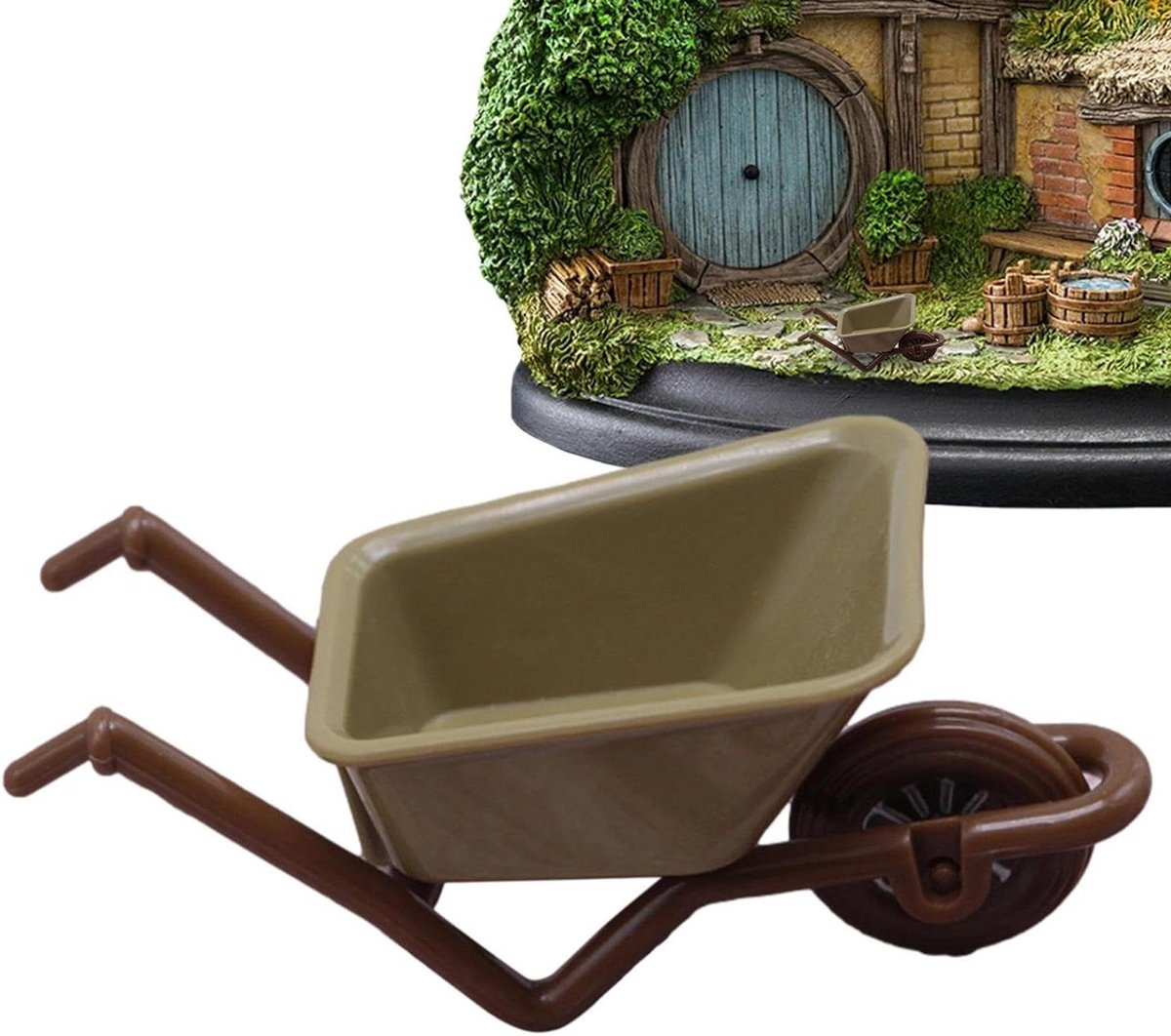 speelgoed kruiwagen miniatuur trolley tuin decoratie abs materiaal 10 x 6 x 5 cm groen