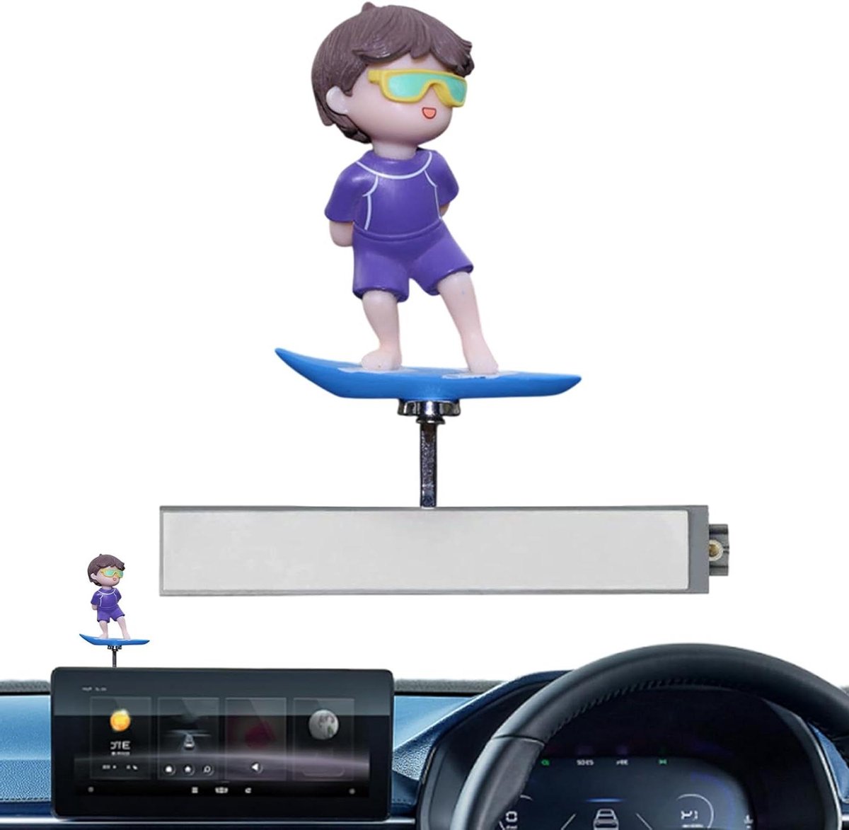 speelgoedauto bobblehead surfdecoratie auto interieur bewegingsgevoelig 8x11 cm meerdere kleuren