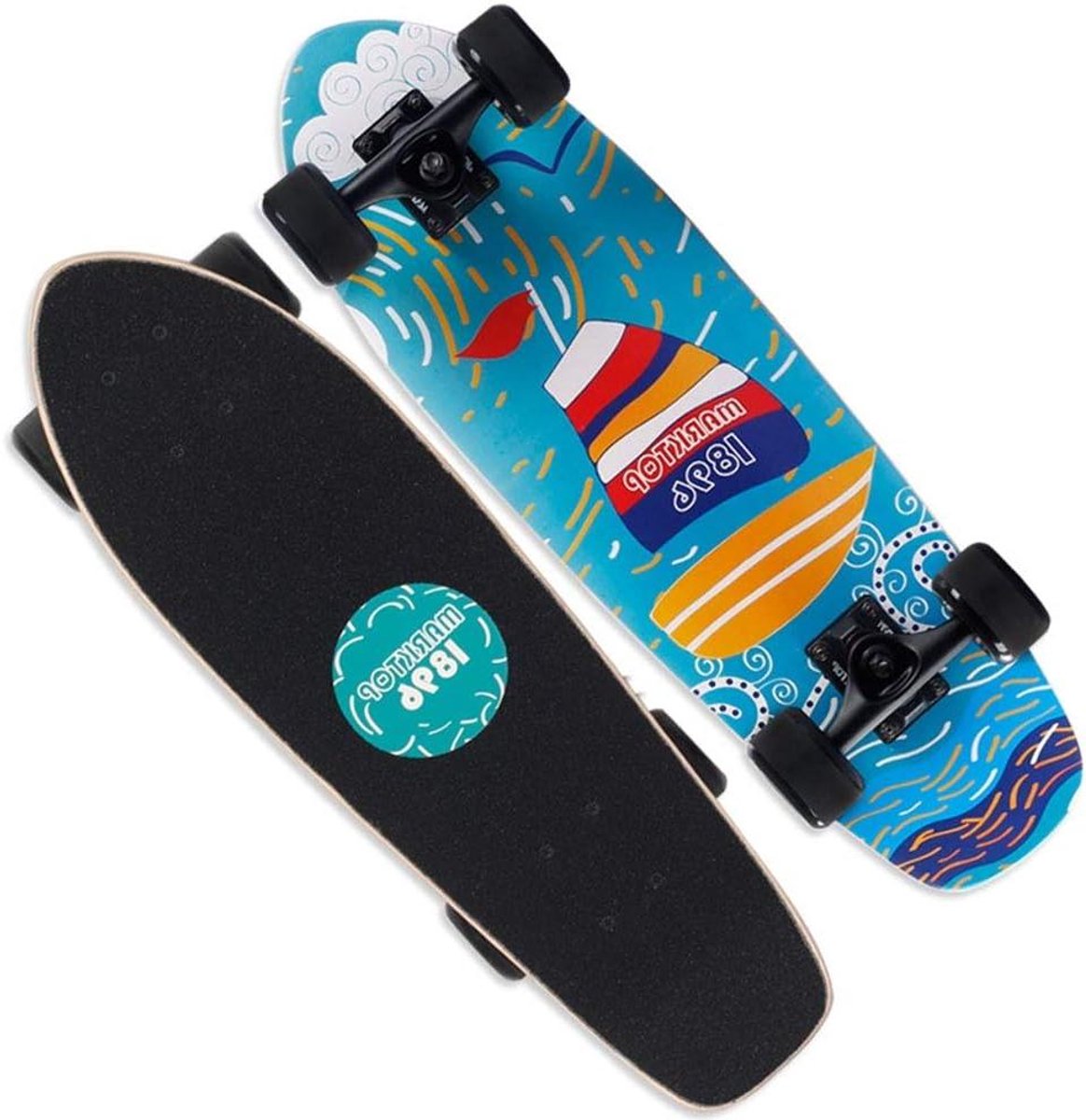 Street Skateboard - Beginners Board - Straat Cruisen - U-vormige Dubbele Curve - 68.5x20x13cm - Set Zeil Skateonderdeel kopen online