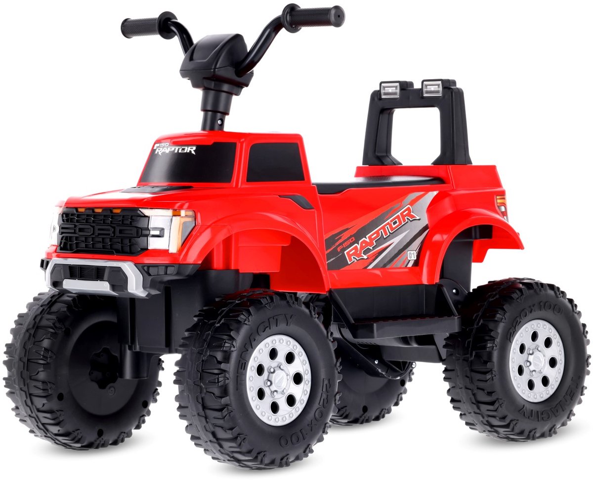 SUN BABY Ford Raptor F150 Elektrische Kinderauto Accuvoertuig 12V - LED Verlichting, Terreinbanden, Opbergruimte - Rood Speelgoedaccuvoertuig kopen online