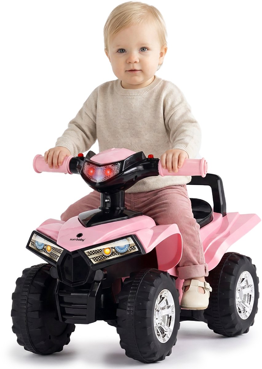 SUN BABY Quad Loopauto Kinderauto Ride-on - Geluiden, LED Verlichting, Opbergruimte - Rosa Loopauto kopen online