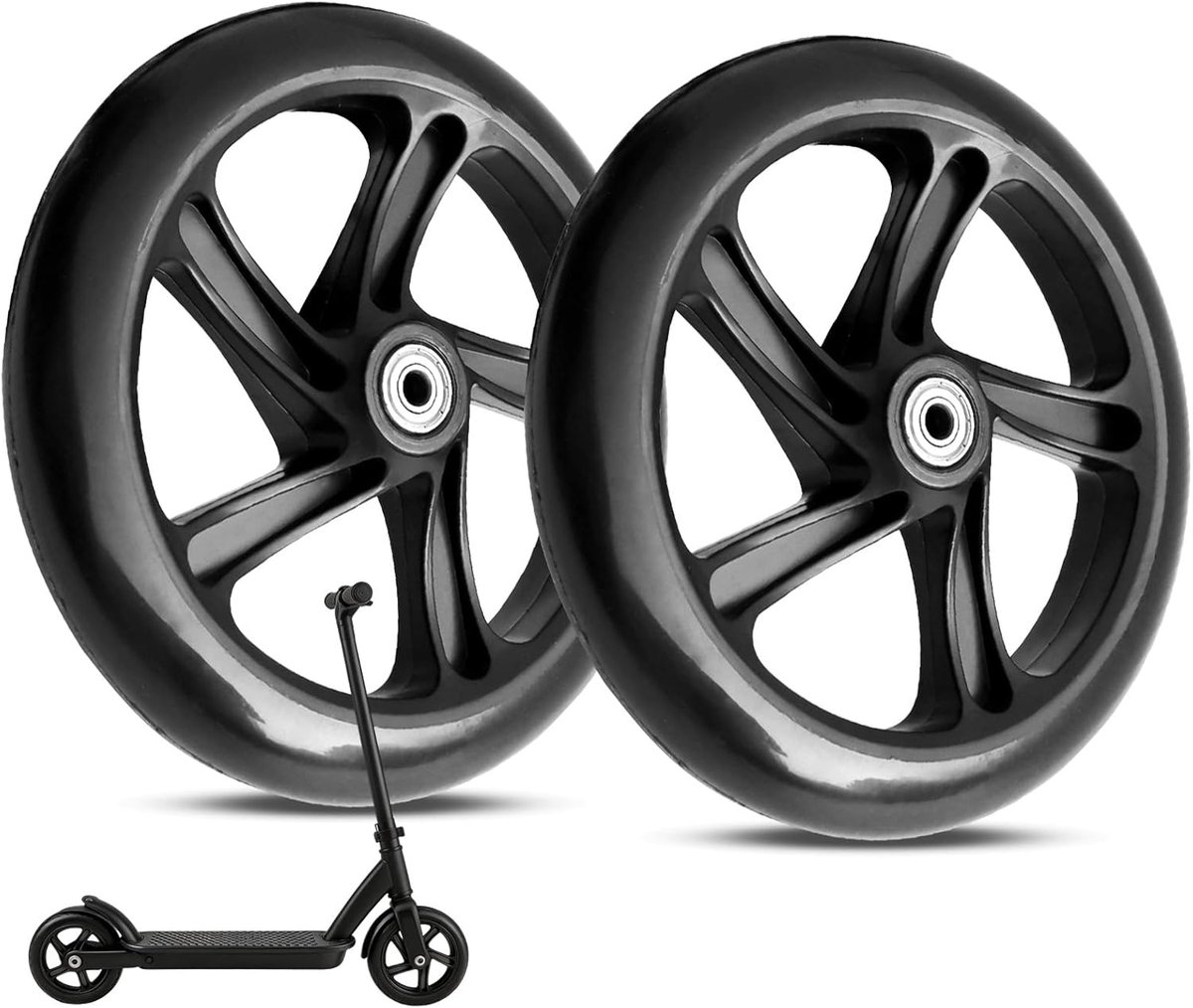 thijox 2 stuks 200 mm scooterwielen met abec 9 lagers antislip duurzame massief rubberen reservebanden voor scooters en stadssteppen 200 x 40 mm