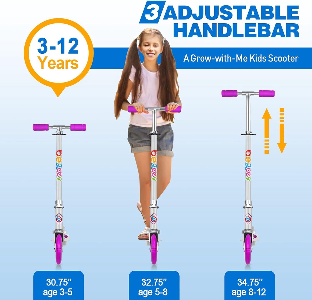 Thijox - BELEEV V1 Kinderstep 2 Wielen Inklapbare Scooter voor Meisjes en Jongens, 3 Verstelbare Hoogtes, LED Lichtgevende Wielen, Lichtgewicht en Ste Step kopen online