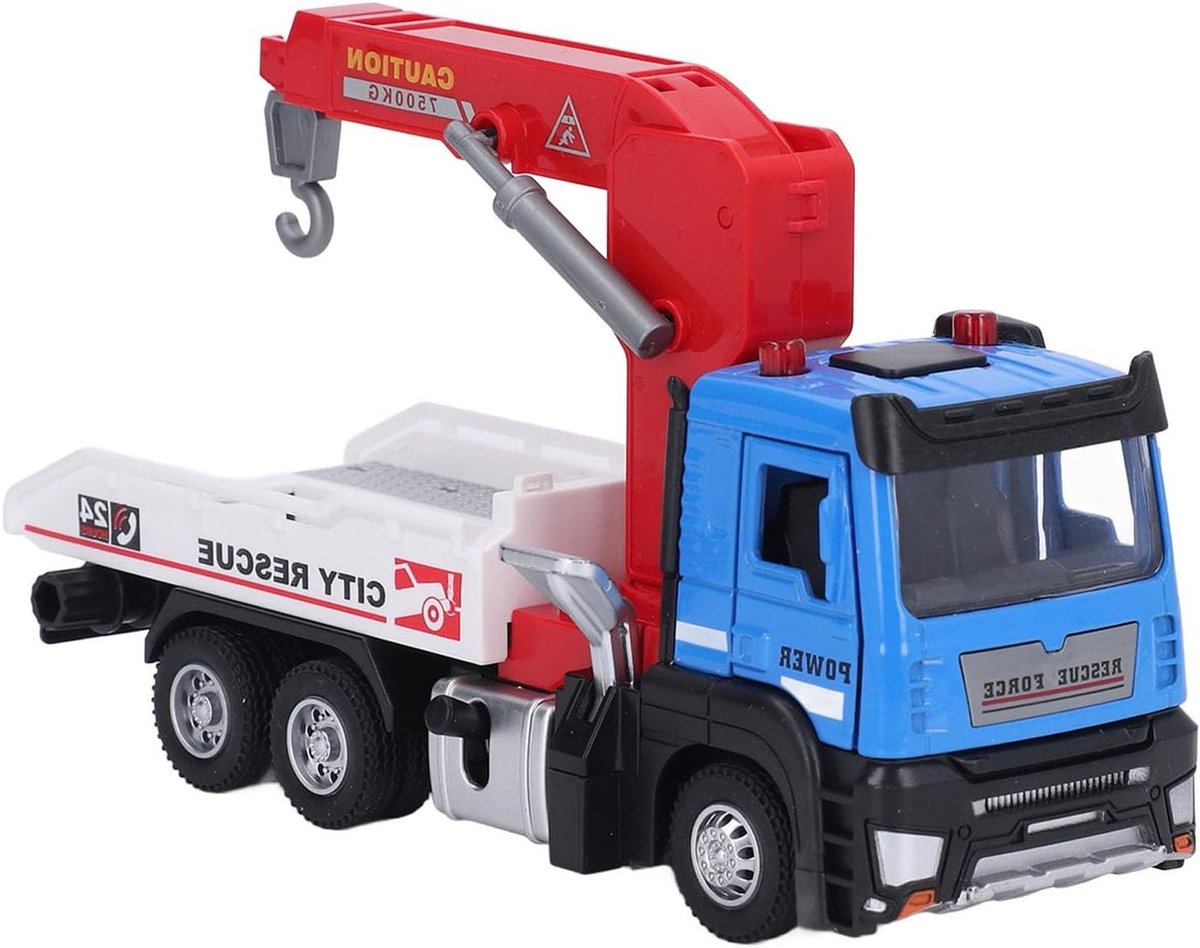 transportwagen met haak sleepwagen speelgoed kinderspel heffunctie 24 x 13 x 11 cm blauw