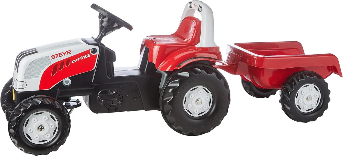 trap tractor kinder tractor buiten spelen met aanhanger 134 cm lang groen