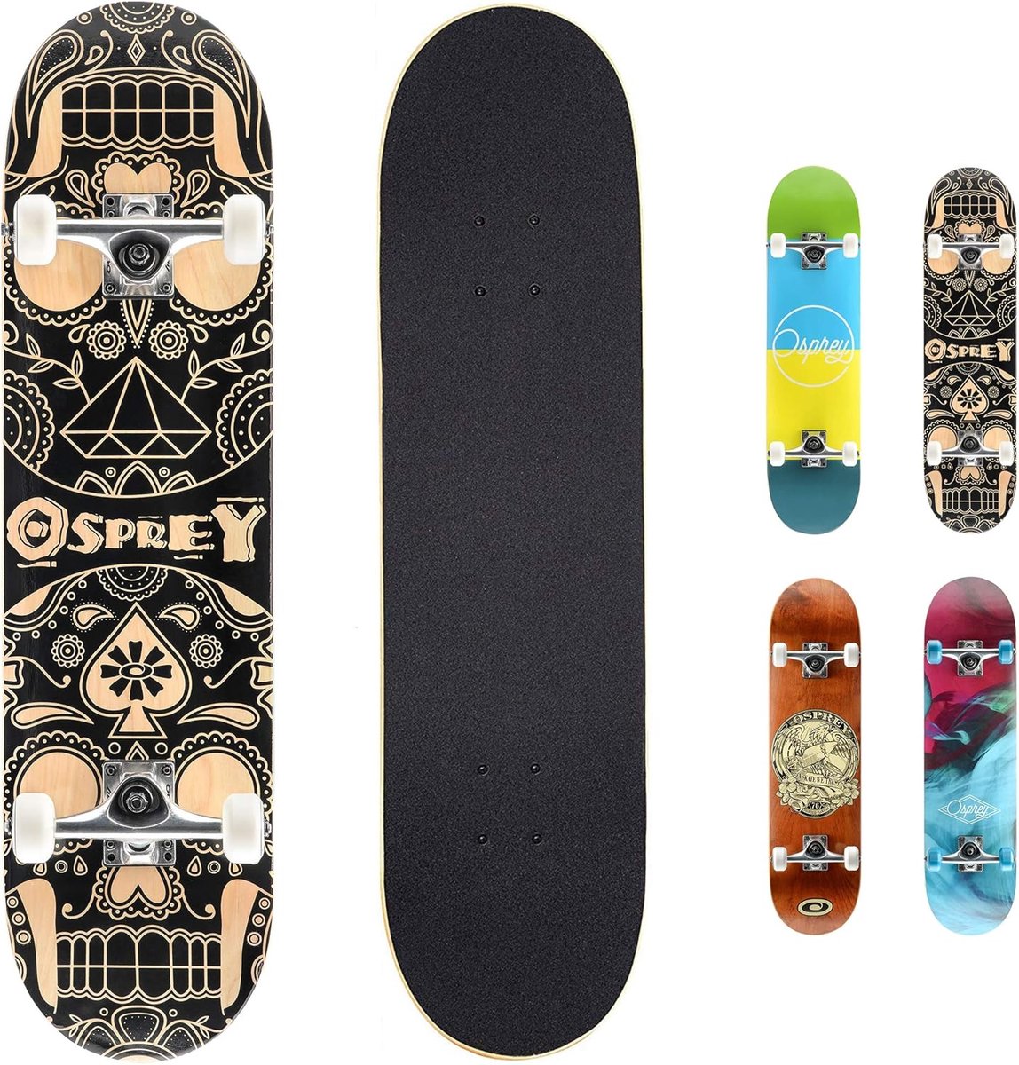 trick skateboard beginners board trucs leren dubbele kick 79 x 20 cm candy skull