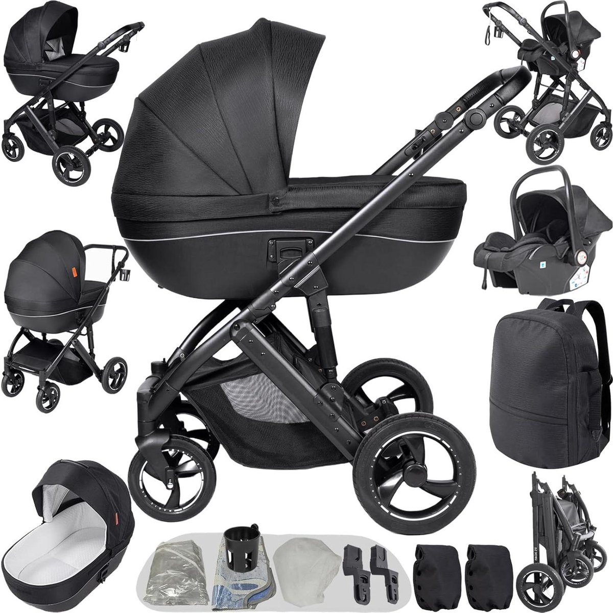 Trio Kinderwagen - 3-in-1 Reiswieg - Baby Vervoeren - Schokabsorberend Ontwerp - 60 cm x 100 cm x 50 cm Driewieler kopen online