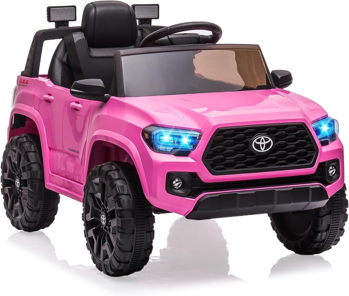 triumpunpre elektrische kinderaudio toyota 12v afstandsbediening veiligheidsgordel led verlichting speelgoedvoertuig 3 tot 8 jaar roze