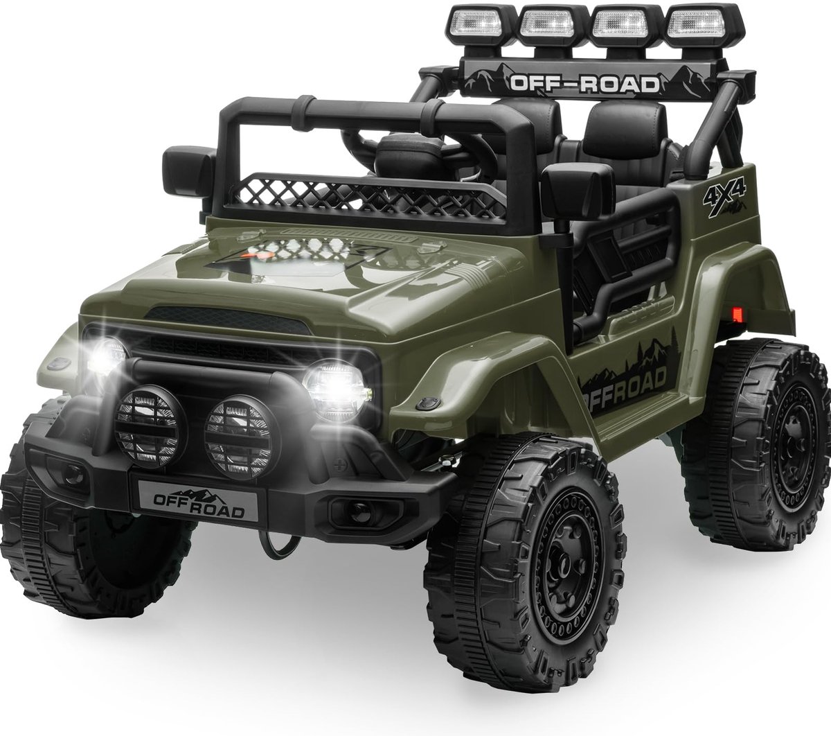 triumpunpre elektrische kinderauto 12v met led verlichting afstandsbediening voor ouders 3 snelheden en claxon vanaf 3 jaar groen