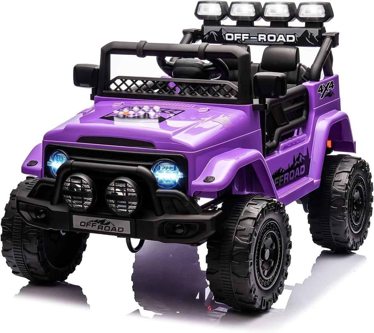 Triumpunpre - Elektrische kinderauto 12V met LED-verlichting, afstandsbediening voor ouders, 3 snelheden en claxon, vanaf 3 jaar, Paars Speelgoedaccuvoertuig kopen online