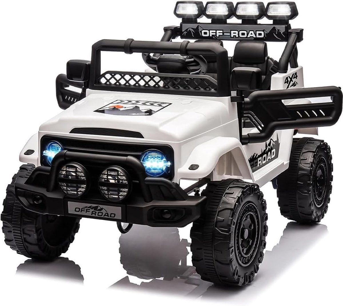 Triumpunpre - Elektrische kinderjeep 12V - met 2,4G afstandsbediening - LED Bluetooth muziek max 5 km/u - elektrische auto voor kinderen vanaf 3 jaar - Wit Speelgoedaccuvoertuig kopen online