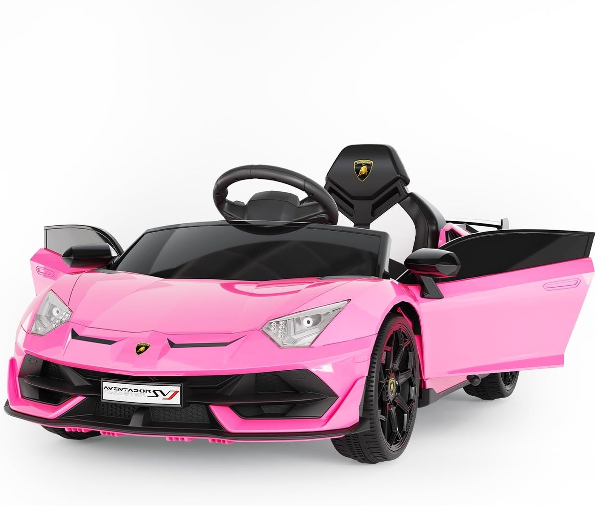 triumpunpre elektrische kinderoauto lamborghini 12v gelicentieerd model met afstandsbediening max 5 km u hydraulische deuren van 3 8 jaar roze