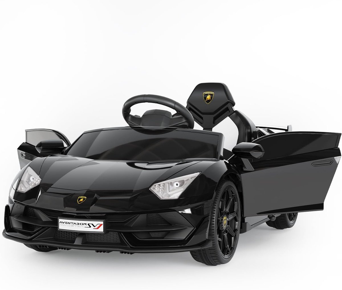 triumpunpre elektrische kinderoauto lamborghini 12v gelicentieerd model met afstandsbediening max 5 km u hydraulische deuren van 3 8 jaar zwart