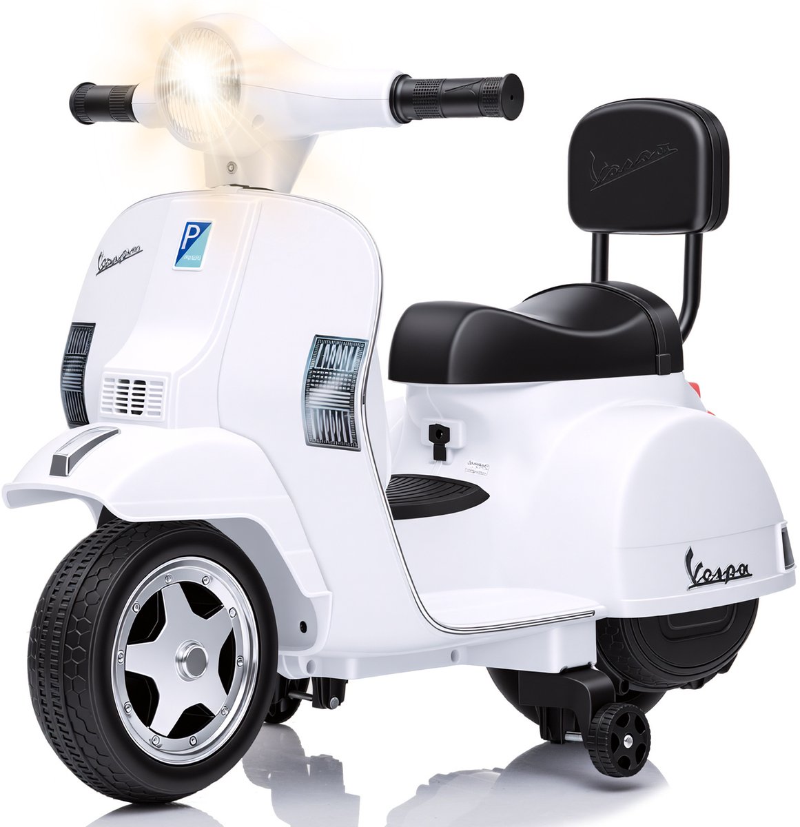 triumpunpre kindermotor elektrische motor 6v 4 5ah 25w 3 km u steunwielen led muziek claxon 67x57x40cm vanaf 3 jaar wit