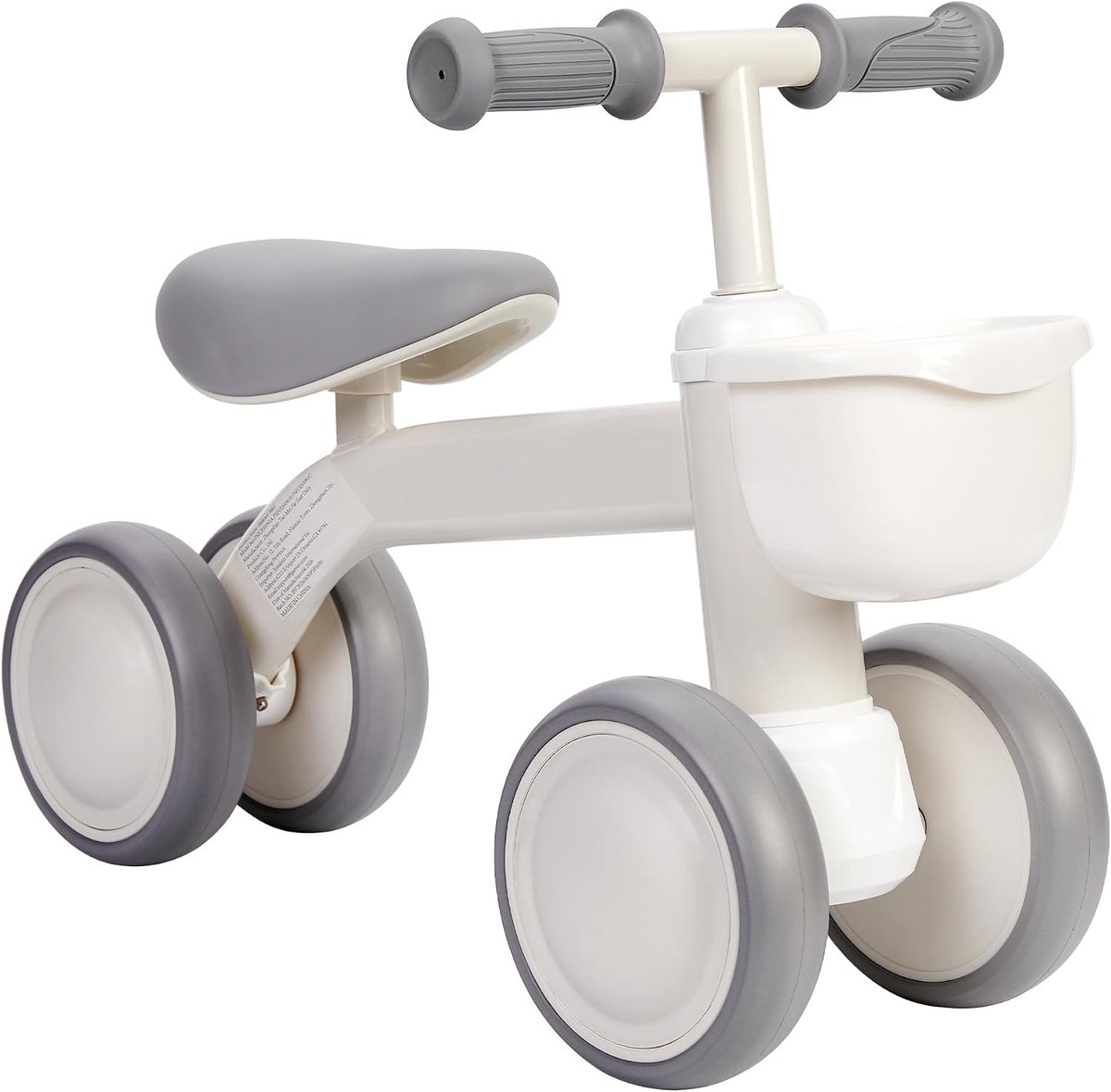 triumpunpre loopfiets voor baby 1 jaar 4 wielen zonder pedalen met mandje zwart speelgoed voor kinderen 12 24 maanden ivoorwit