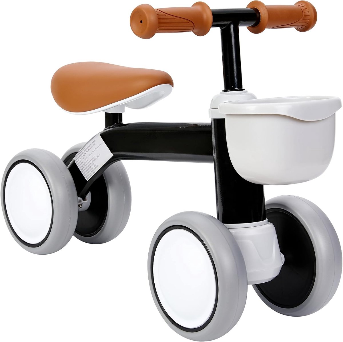 Triumpunpre - Loopfiets voor baby 1 jaar - 4 wielen - zonder pedalen - met mandje - Zwart - speelgoed voor kinderen 12-24 maanden - Zwart Loopfiets kopen online