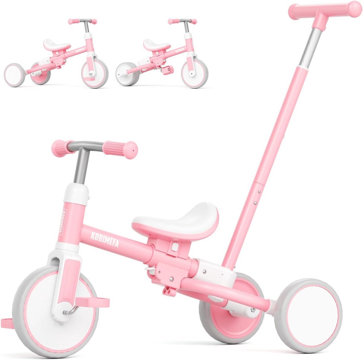 Veelzijdige Driewieler met Duwstang voor Peuters 1-3 Jaar, 5-in-1 Loopfiets Driewieler kopen online