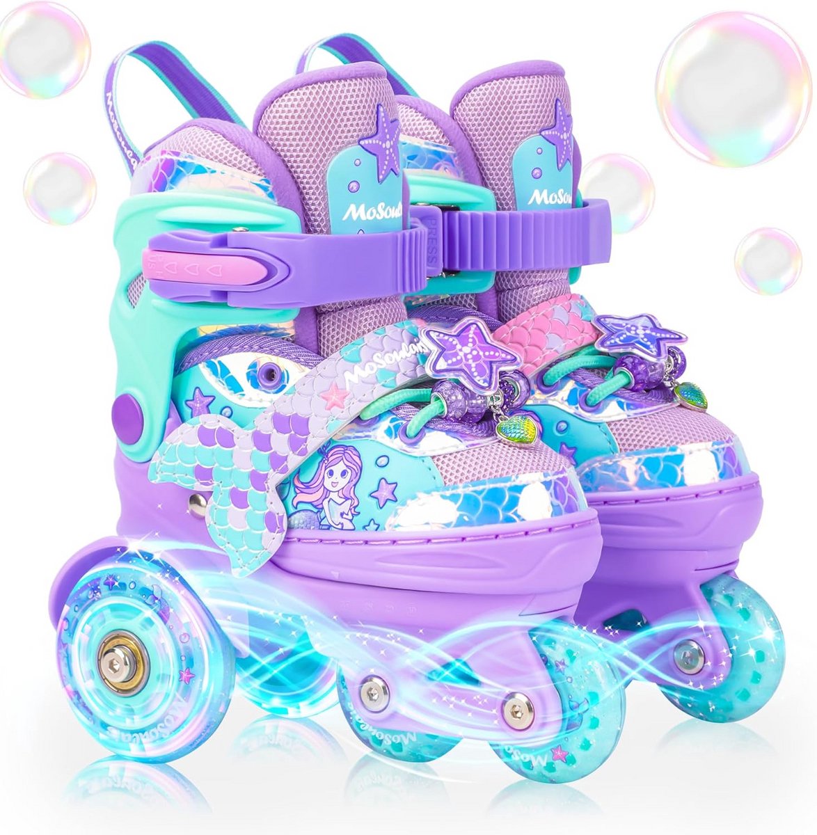 Verstelbare LED Lichtgevende Rolschaatsen voor Meisjes - Zeemeermin Design Rolschaatsen kopen online