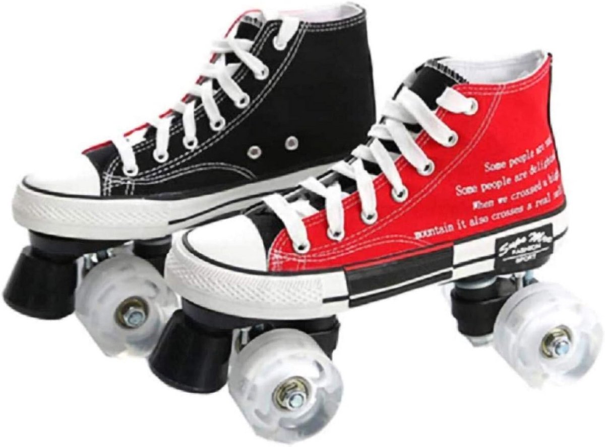 Verstelbare Quad Rolschaatsen Dubbele Rij voor Beginners - Lichtgevende Wielen Rolschaatsen kopen online